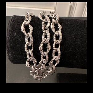 Judith Ripka Silver Twisted Rope Link Bracelet Trio
